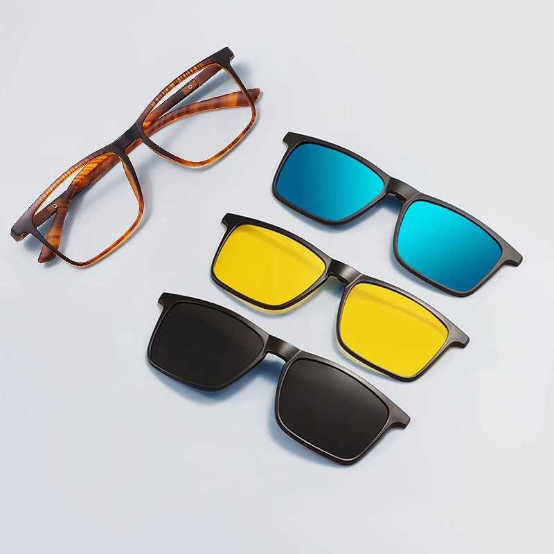 Square Polarized Sunglasses Men Women Mangetic Clip On Prescription Eyewear Night Vision Driving Optical Magnet Clips Glasses J251114