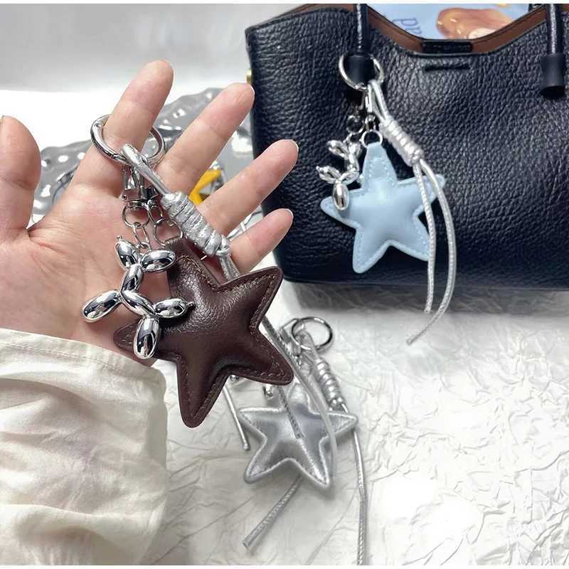Fashion Leopard Starfish Keychain Cute Balloon Dog Leather Charm Women Maximalist Bag Ornaments Accessories Braided Rope Keyring J251121