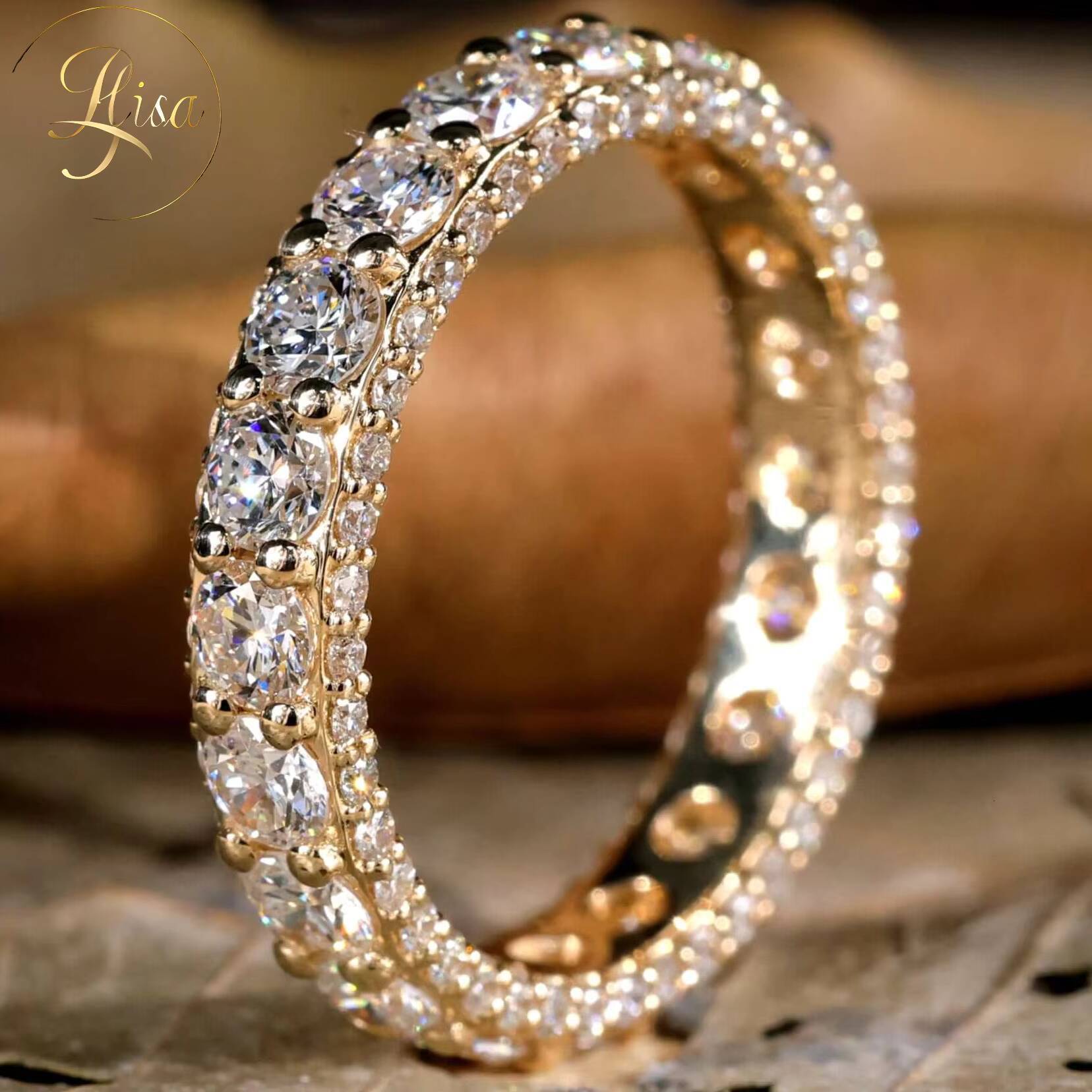 Luxury Vvs Lab Grown Diamond Wedding Ring High Quality Yellow Gold 925 Sterling Silver Band Ring Fine Men Women Jewelry