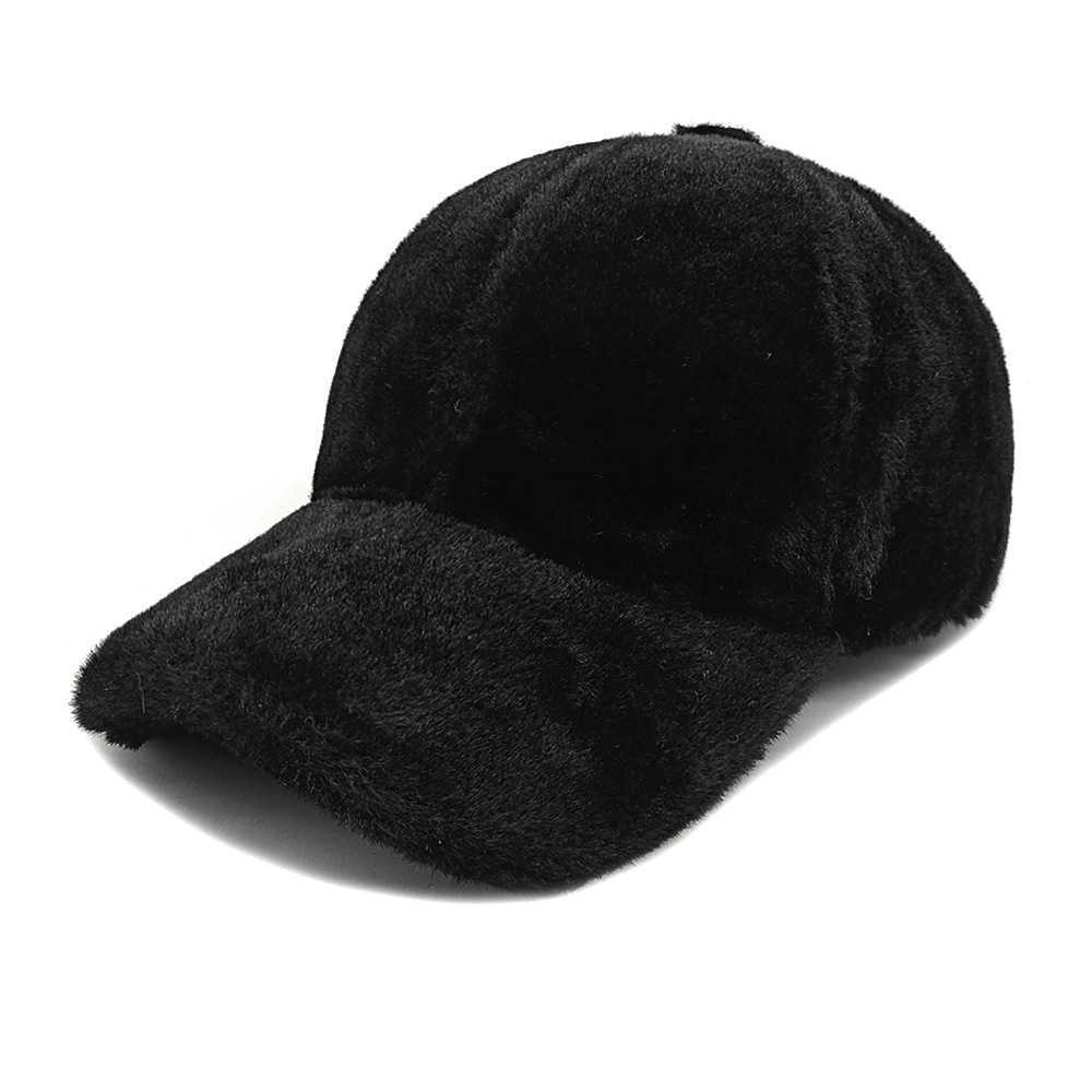 Winter Simple Solid Color Thickened Duckbill Cap Women Plush Coldproof Casual Baseball Cap Men Outdoor Sunshade Hat H251020
