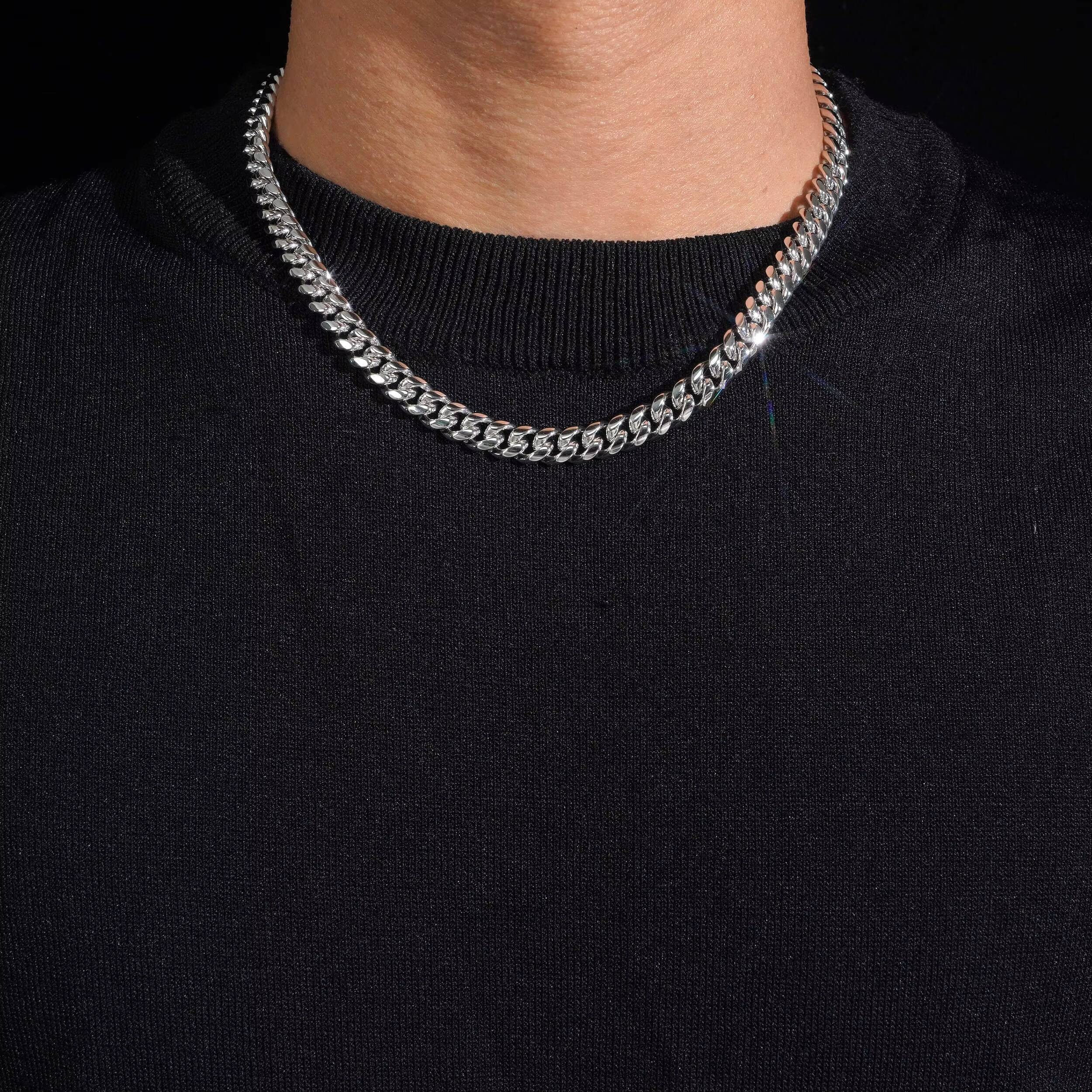 Iced Out Hip Hop Men Necklace Lab Diamond Cuban Link Chain 15MM Width 925 Sterling Silver