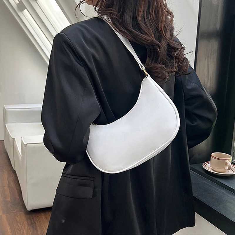 Womens Fashion Handbags Retro Solid Color Pu Leather Bag Half Simple Color Underarm Shoulder Bag Moon Casual PurseXJ251021