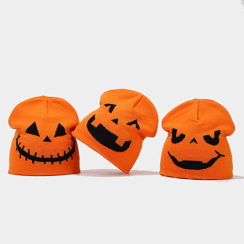 Autumn Winter New Halloween Pumpkin Skull Jacquard Knitted Pullover Hat Funny Festival Hat Warm Knitted Hat H251020