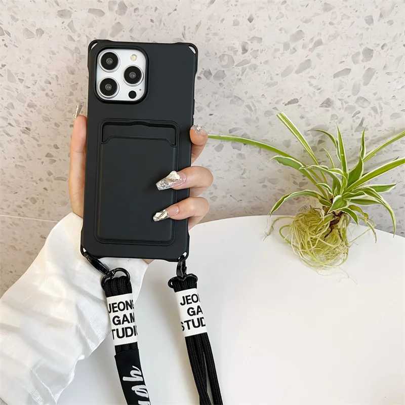 Strap Case For iPhone 16 15 14 12 11 Pro Max 13 Mini XS X 8 7 Plus Shockproof Silicon Card Slot Crossbody Necklace Lanyard Cover J251114