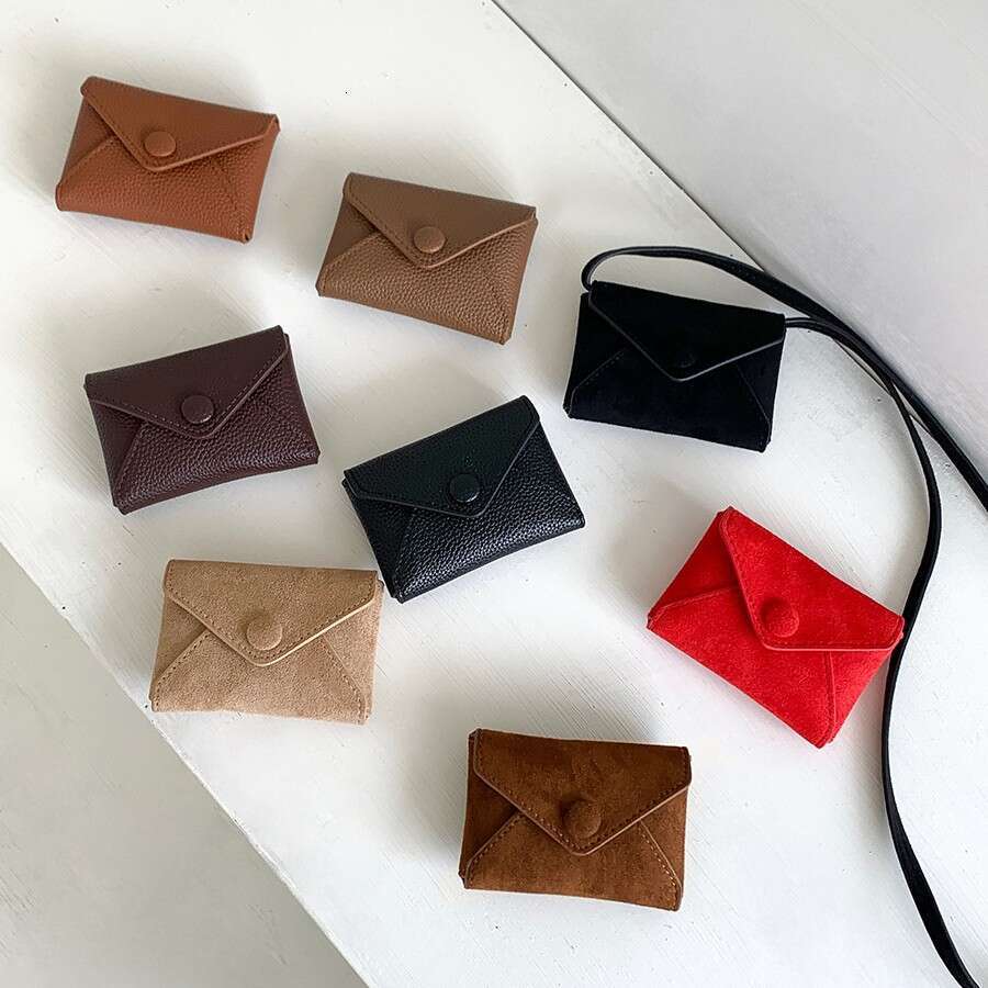 New Halter Mini Lipstick Suede Single Shoulder Coin Purse Niche Design Envelope Thin PU Small Crossbody Bag B5