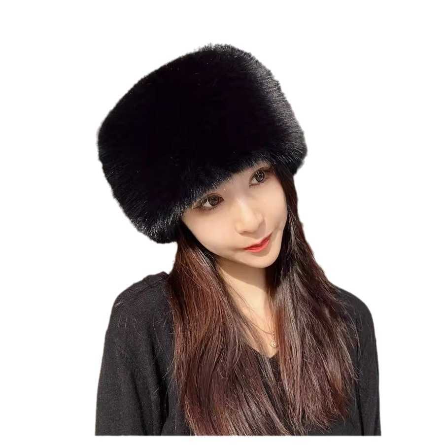 New Winter Hat Imitation Fur Fox Fur Plush Bucket Hat Thickened Warm Ear Protection Fairy Hat H251020