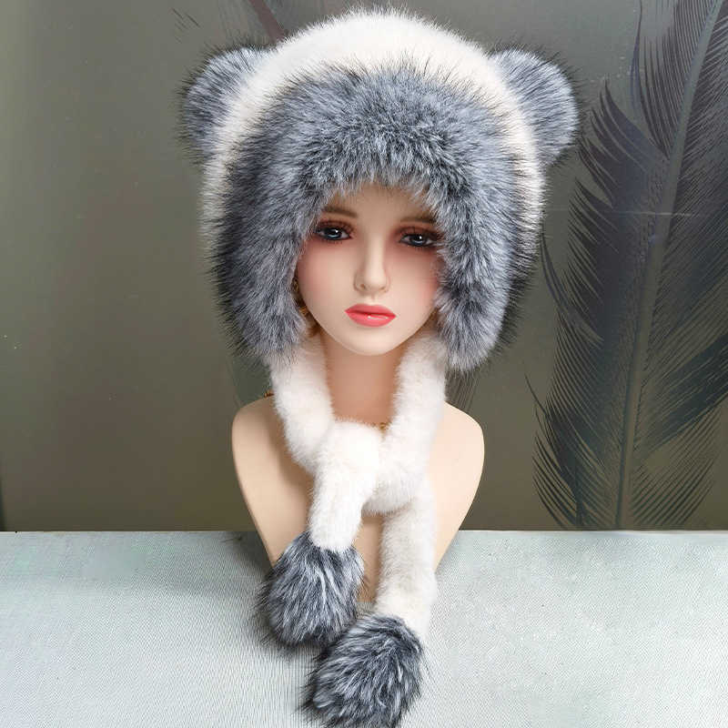 New Thickened Warm Cute Bear Ear Plush Hat with Fleece Lining Sweet Ear Protection Head Wrap Plush Coldproof Hat H251020