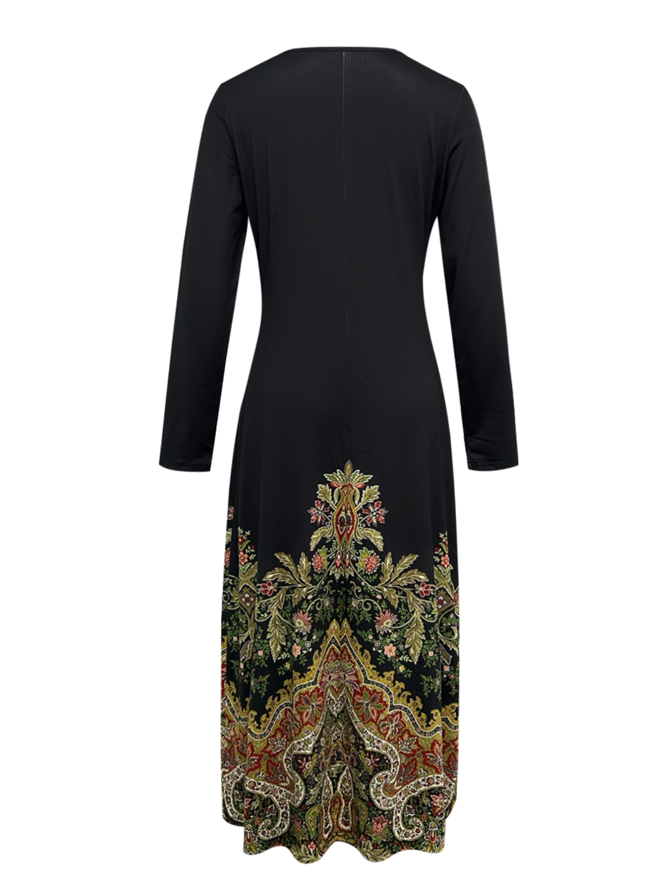 Women's Autumn & Winter Retro Floral Printed Long Sleeve Dress, Milk Silk Fashion Commute Versatile Elegant Straight Dress-CF56274