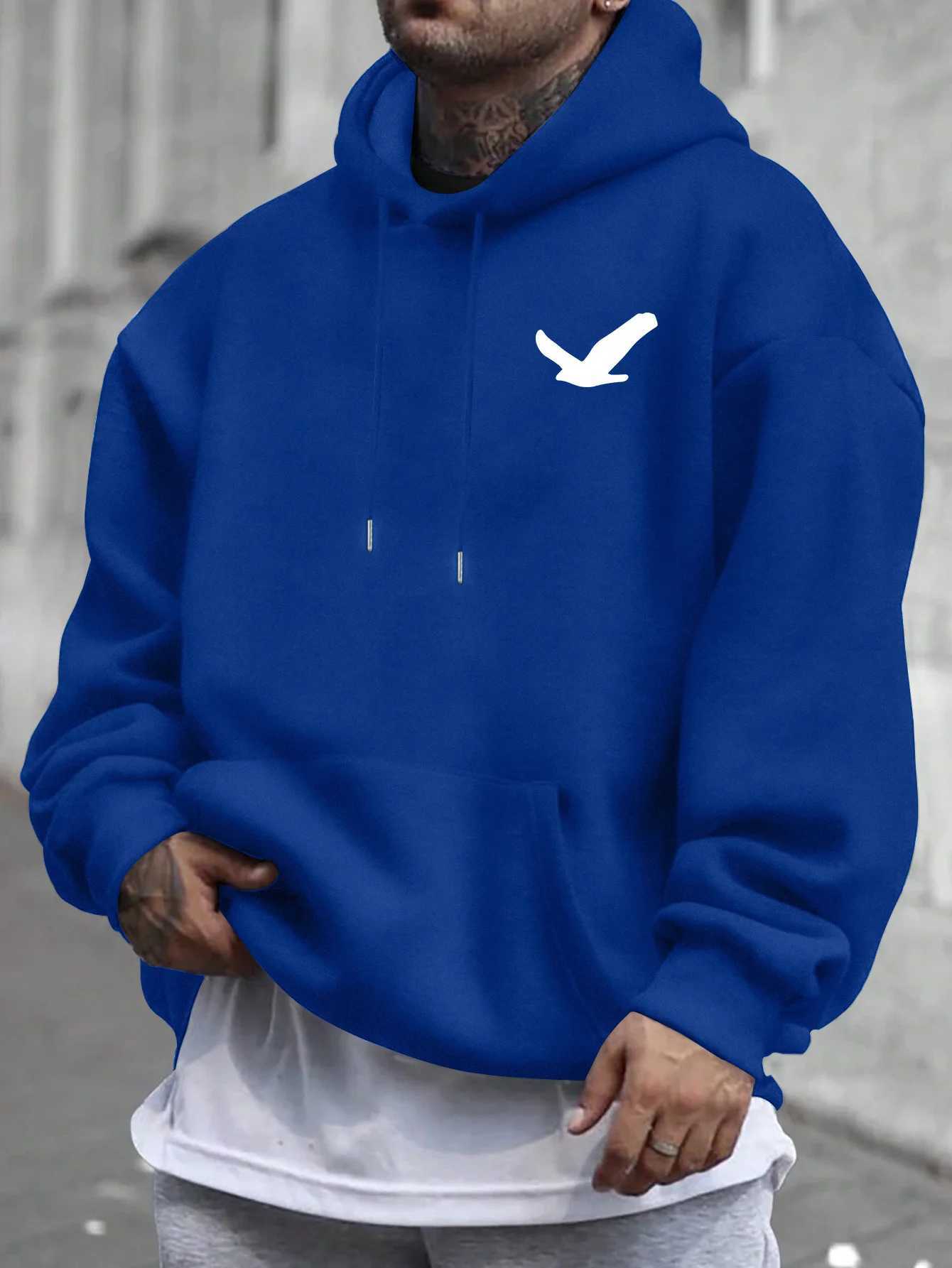 Mens Casual Hooded Sweatshirt Print Kangaroo Pocket Adjustable Drawstring Hood Machine Washable Regular Fit Casual Wear Hoodie W251021