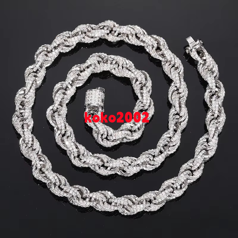 Wholesale S925 Silver Iced Out Miami Rope VVS D Colour Moissanite Cuban Link Fine Chains Necklaces for Men Hop Necklace