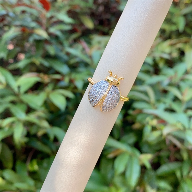 Designer ring Copper plated 18K gold ladybug ring diamond ring for women engagement rings men ring Halloween gift free shipping