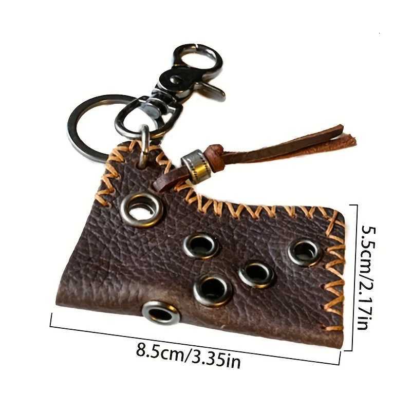 1pc Retro Handmade Soft Cowhide Lighter Leather Case Design Keychain for Men Mens Storage Key Chain W251021