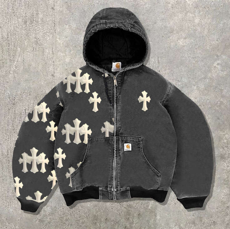 2025 European Size New Casual Hoodie Digital Print Slim Fit Zipper Men's Sweatshirt