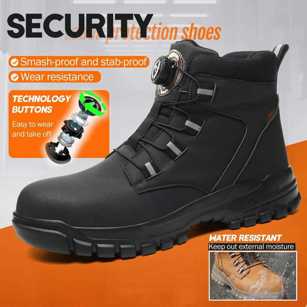 Waterproof Safety Boots Men Indestructible Steel Toe Work Boots Antismash Stabresistant Safety Shoes Biker Botas Para Hombre L250909