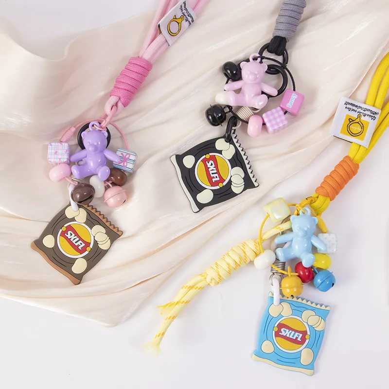 New Cute Bear Mobile Phone Back Clip Case Pendant DIY Beaded Car Pendant Keychain Braided Rope Versatile Bag Parts Accessories J251121