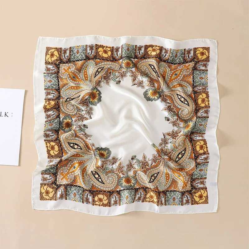 70x70cm Silk Scarf for Women Floral Printed Square Shawl Muslim Hijab Office Ladies Neck Scarf Hair Bandana Gift Muffler Foulard W251021