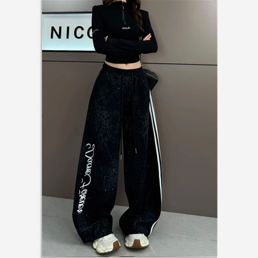 2025 American retro leopard print luxury pants with personalized dance fashion designer pants, tie, autumn and winter new dyeing curved knife casual p