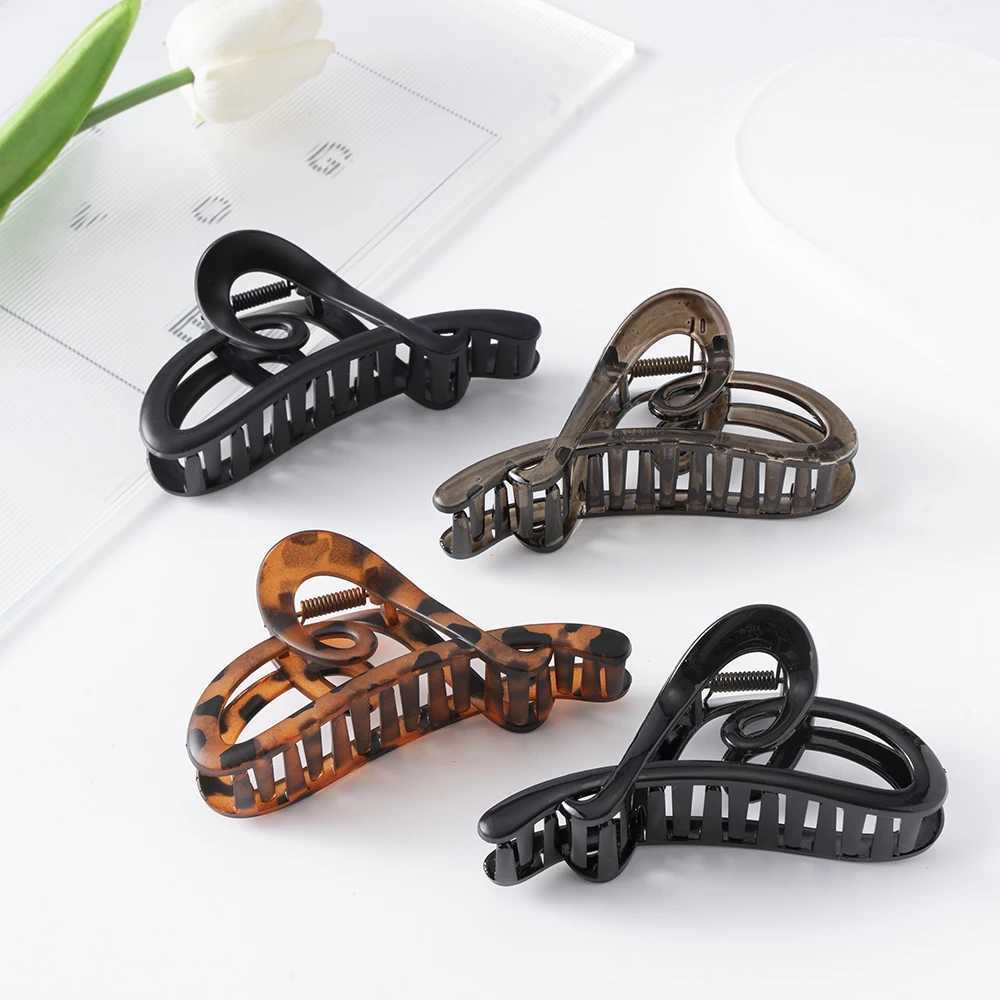 Vintage Heart Shape Plastic Hair Claw For Women Back Hair Holder Headband Elegant Hair Clips Hairpin Fashion Hair AccessoriesW254021