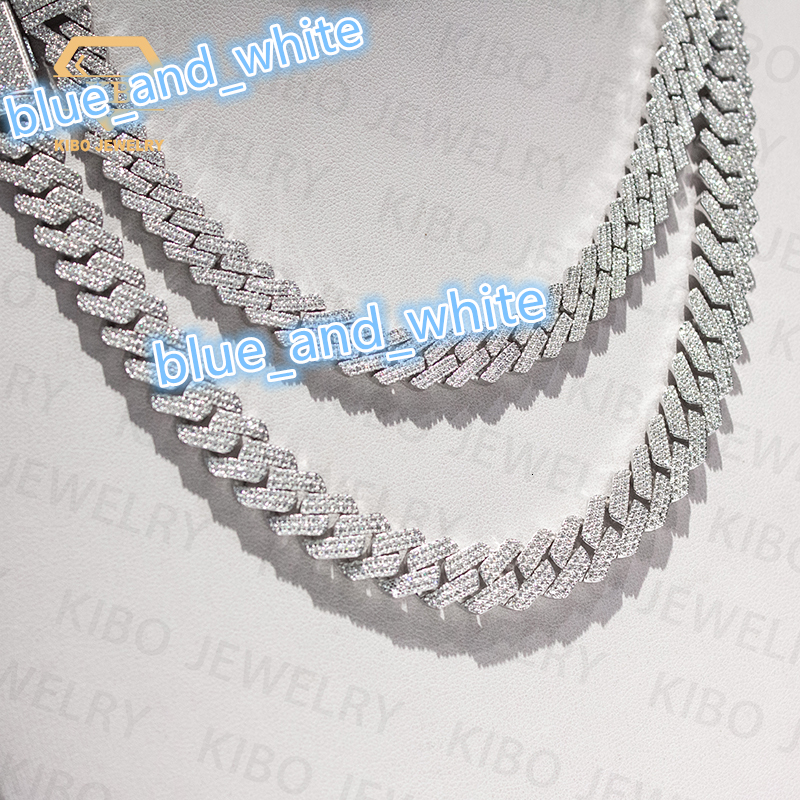 12mm Mossanite Cuban Link Chain Custom Clasp Iced Out 925 Sterling Silver 2 Rows Hiphop Moissanite Cuban Link Chain