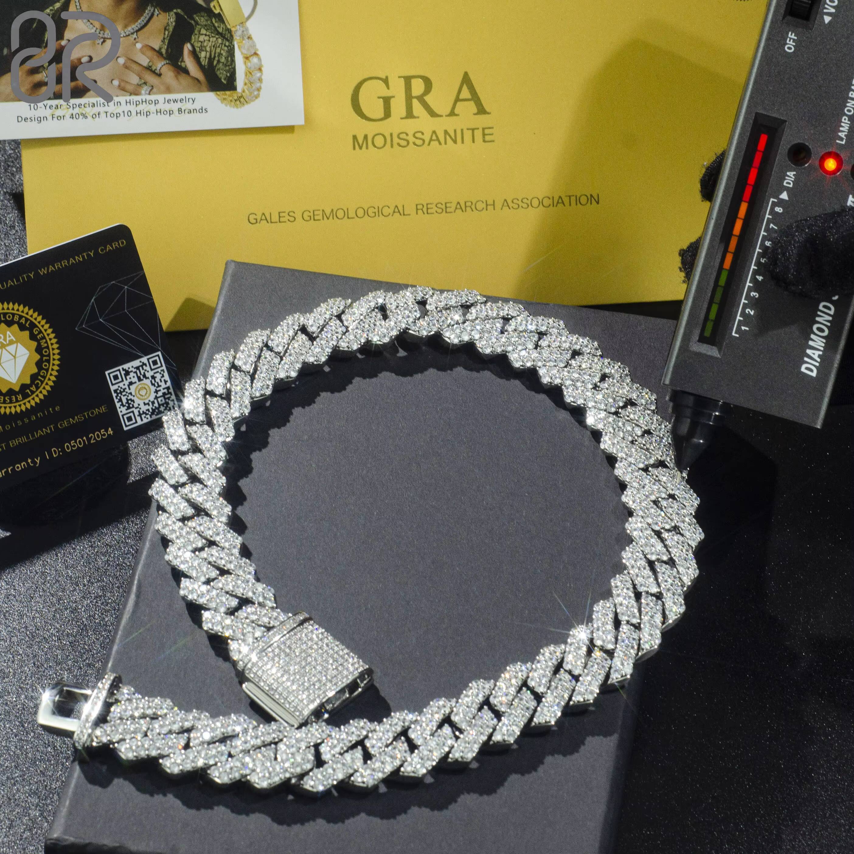 18mm 18 VVS Moissanite Cuban Link Chain Necklace Custom Thick Bling 925 Sterling Silver Hip Hop Rapper Fine Jewelry