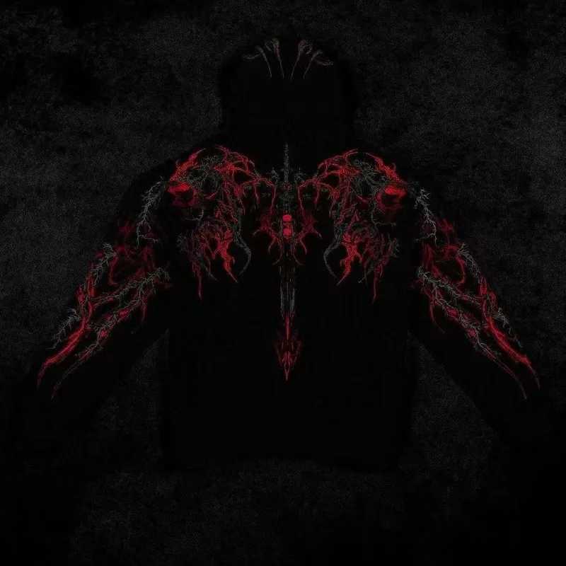 Gothic Skull Graphic Print Fitness Oversized Hoodies men clothing Y2K vintage Streetwear Hip Hop Skateboarding Casual Sweatshirt W251021