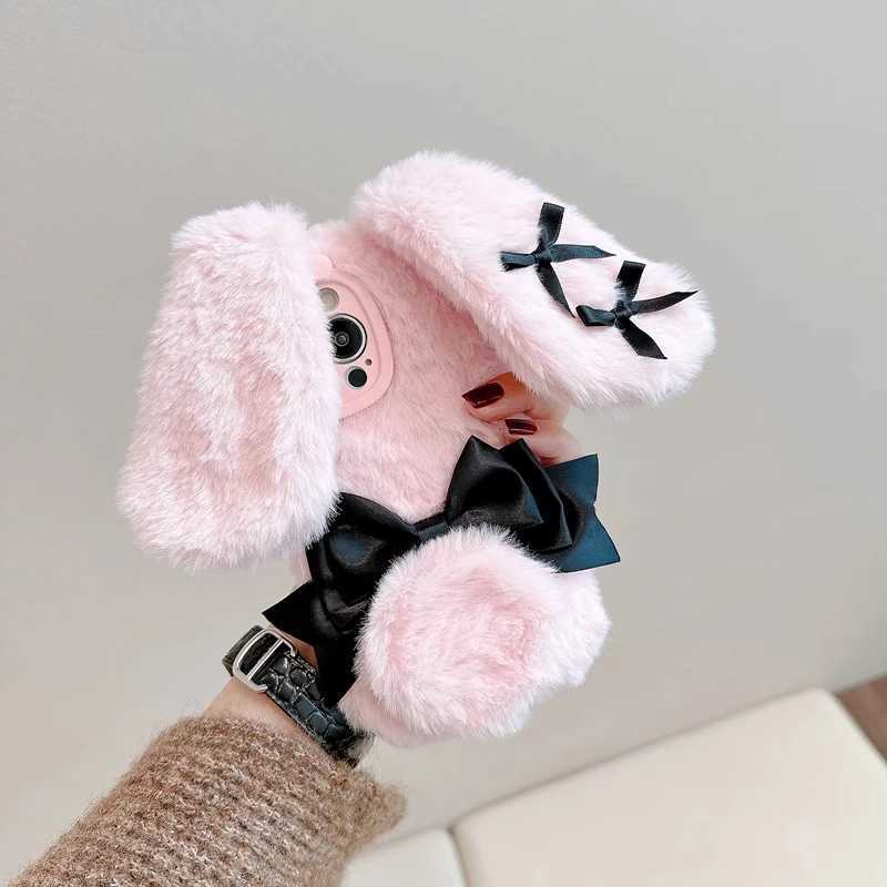 Kawaii Maid Bunny Plush Phone Case Fall Winter Cute Phone Accessories for iPhone 16 Pro Max J251114
