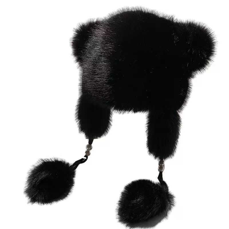 Winter Hat Little Raccoon Hat Fashionable Commuting Versatile Big Bear Hat Imitation Wind Feng Hat Ear Protection Warmth H251020