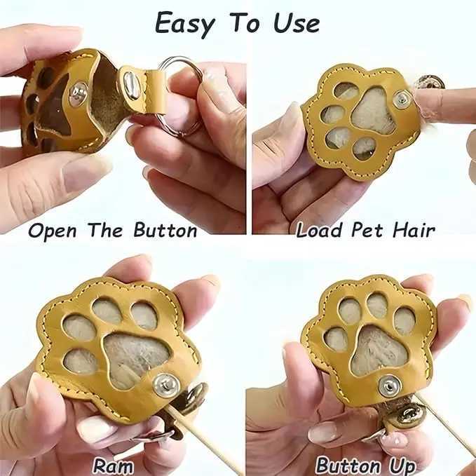 Dog Hair Collector Keychain Leather Pet Memorial Keepsake for Dogs and Cats Fur Storage Pendant Charm Gift Keychain W251021