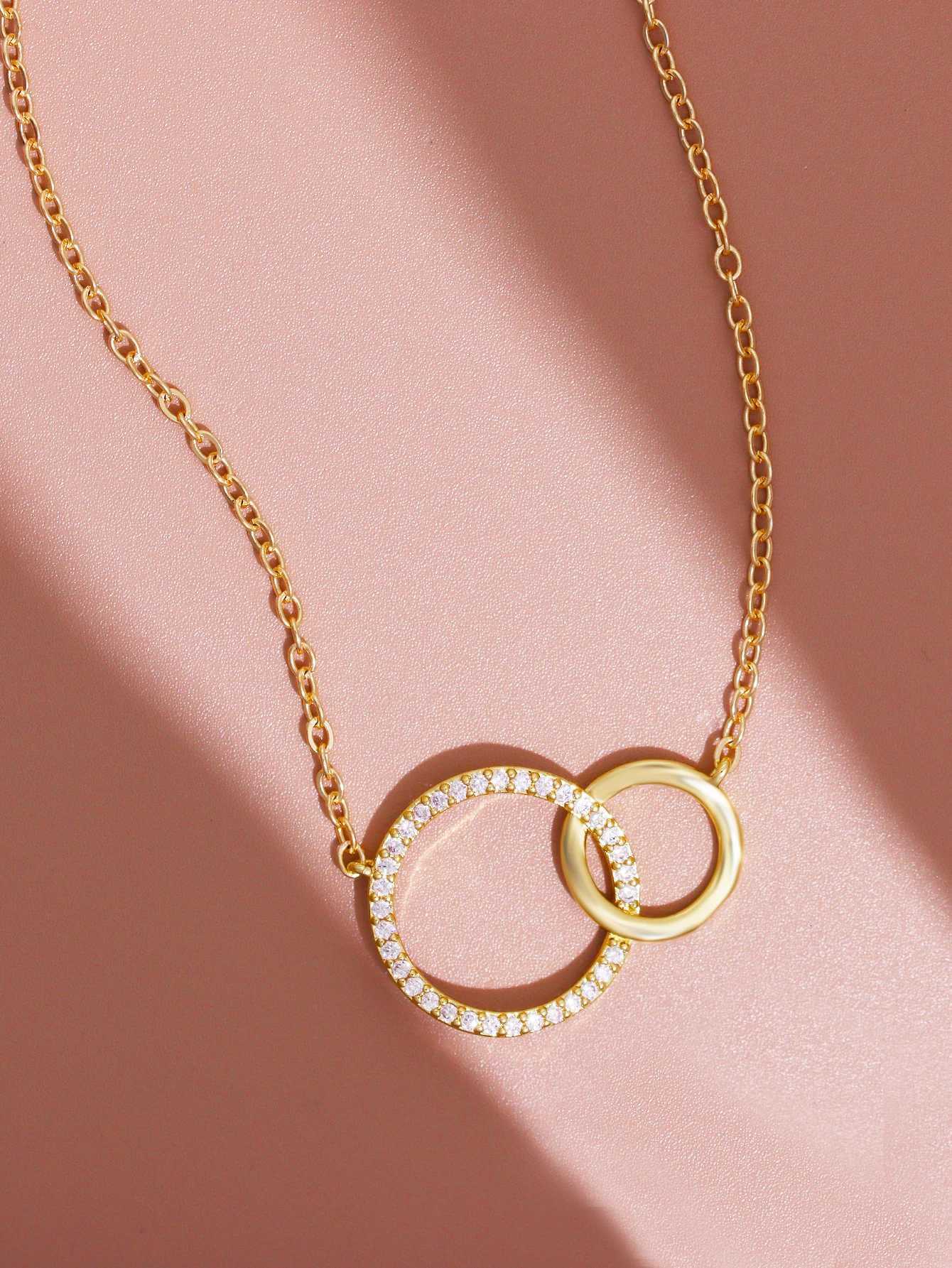 Stainless Steel Necklaces for Women Fashion Thin Chain Minimalist Delicate Double Circle Pendant Necklace on The Neck Jewelry XJ250717