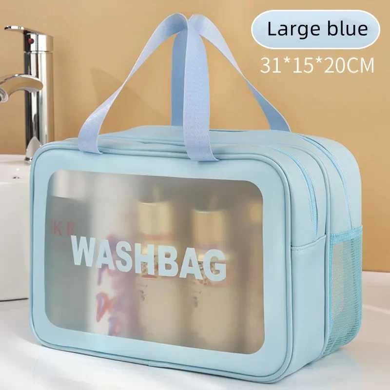 2025 new model portable travel fitness and swimming essential dual transparent dry and wet separation bag PU cosmetic pouchW251021