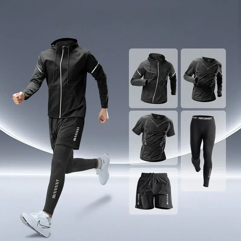 Sports Suits Mens Fitness Clothes Night Running Autumn Tightfitting Quickdrying Clothes Cycling Training Clothes Equipment 251021