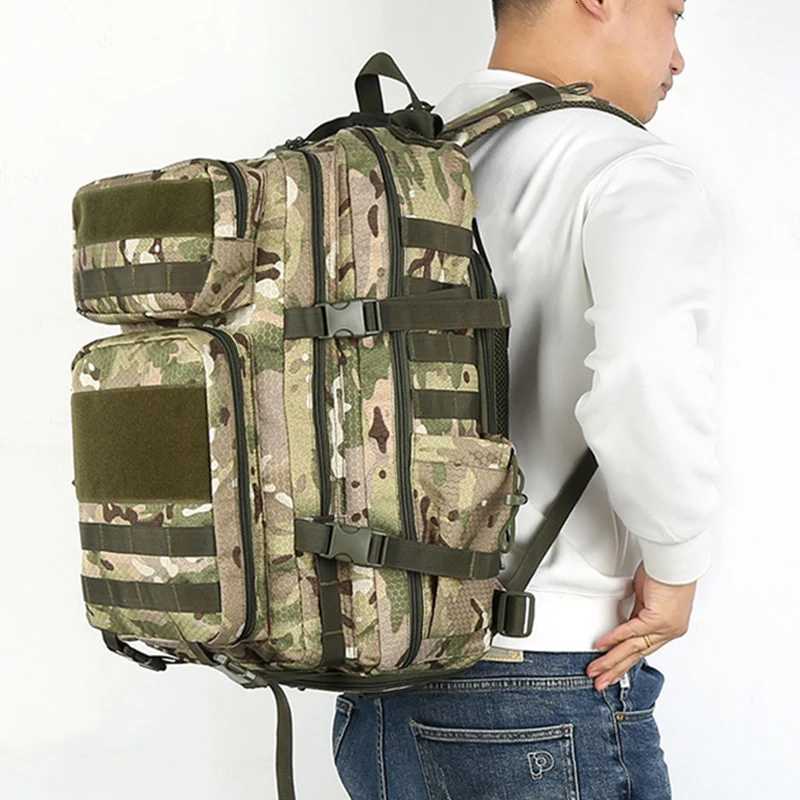 Tactical Travel Duffel Backpack Large Capacity Hiking Trekking Climbing Fishing Bag with Shoes Pocket Outdoor Hunting Train PackW251020