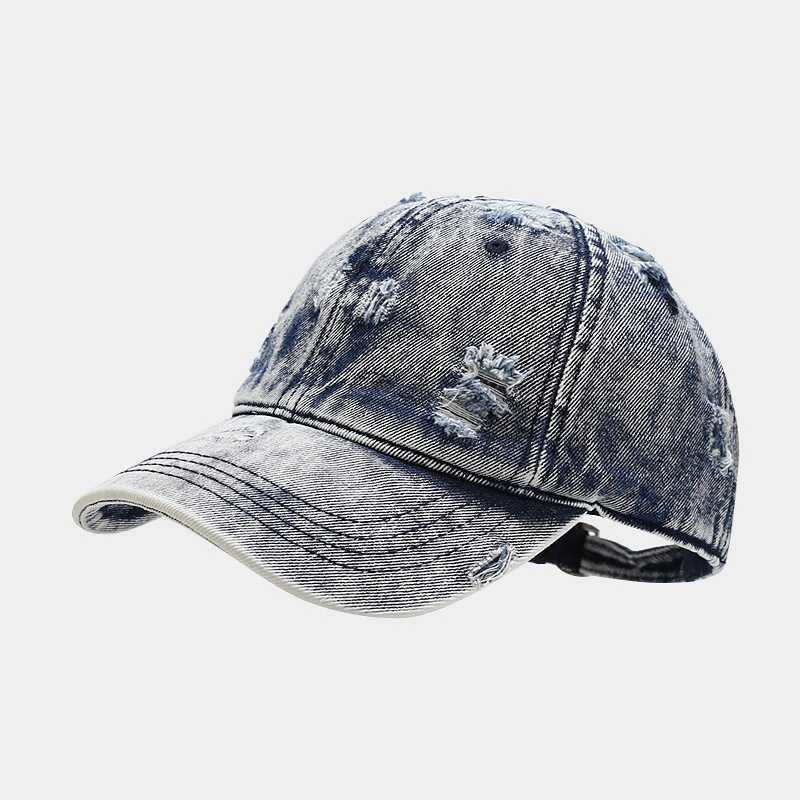 Washed Denim Curved Brim Duck Tongue Cap Mens and Womens Net Red Street Trend Baseball Cap Stage Hip Hop Cap H251020