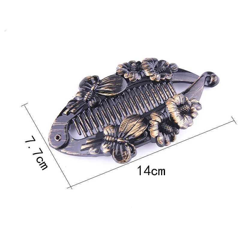 Furling Girl 1 PC Fashion Vintage Fish Shape Hair Clips Lrregular Flower Hair Jewelry Banana Hairpins For Women Hair AccessoriesW254021