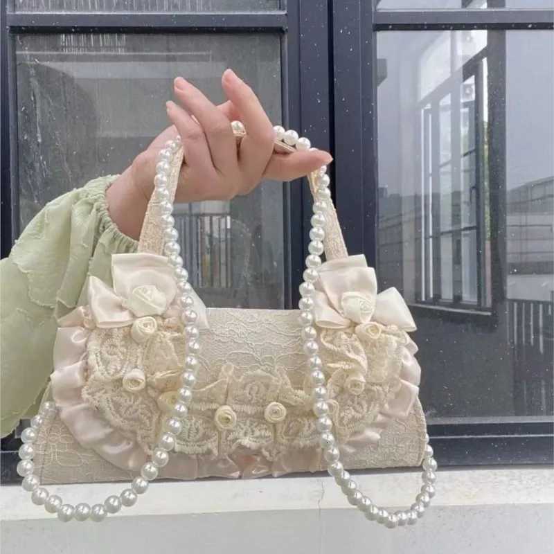 JIAERDI Fairycore Aesthetic Handbag Women Retro Harajuku Lolita Pearl Sweet Shoulder Bags Female Vintage Handle Handbags Ladies Z251018