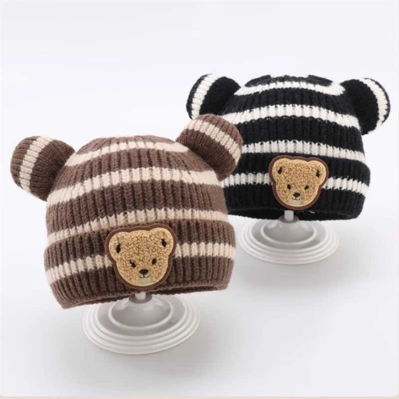 Baby Beanie Hats For Girls Boys Fashion Striped Toddler Knit Hat Cartoon Children Crochet Bonnet Winter Warm Kids Pullover Cap J251021