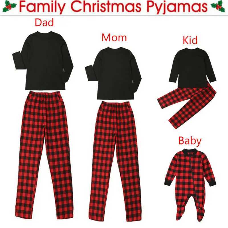 Blotona Adults Baby Kids Christmas Family Matching Pajamas Set Sleepwear Xmas Plaid Nightwear Outfits 2Pcsset L251021ZMKY