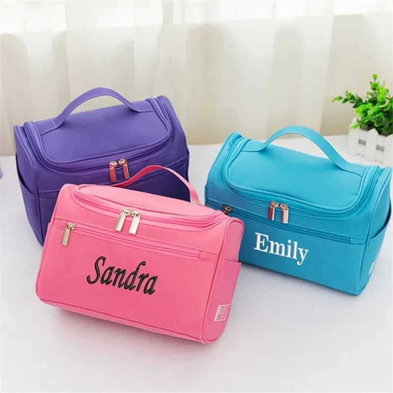 Personalized Simple Cosmetic Bag LargeCapacity Travel Toiletry Bag Customized Embroidered Storage Portable Cosmetic BagW251021