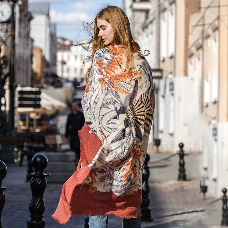 Wool Square Head Scarves Women Elegant LaDY Carf And Warm ShAWl Long Animal Print Stoles Bandana Scarf Hijab Beach Blanket W251021