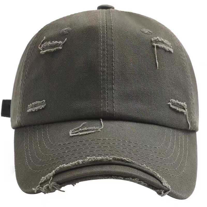 New Baseball Hat with Broken Edges and Holes Mens Old Sun Hat Leisure Sunshade Sunscreen Duck Tongue Hat Womens Hip Hop Fashion Brand H251020