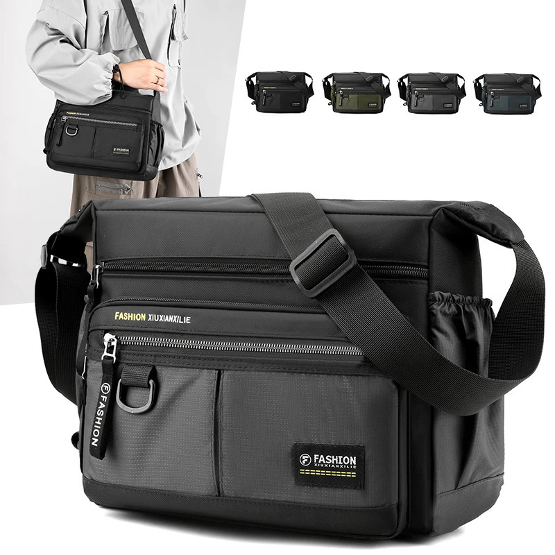 Mens shoulder bag casual crossbody with adjustable straps multiple pockets suitable for travel school and da 251014
