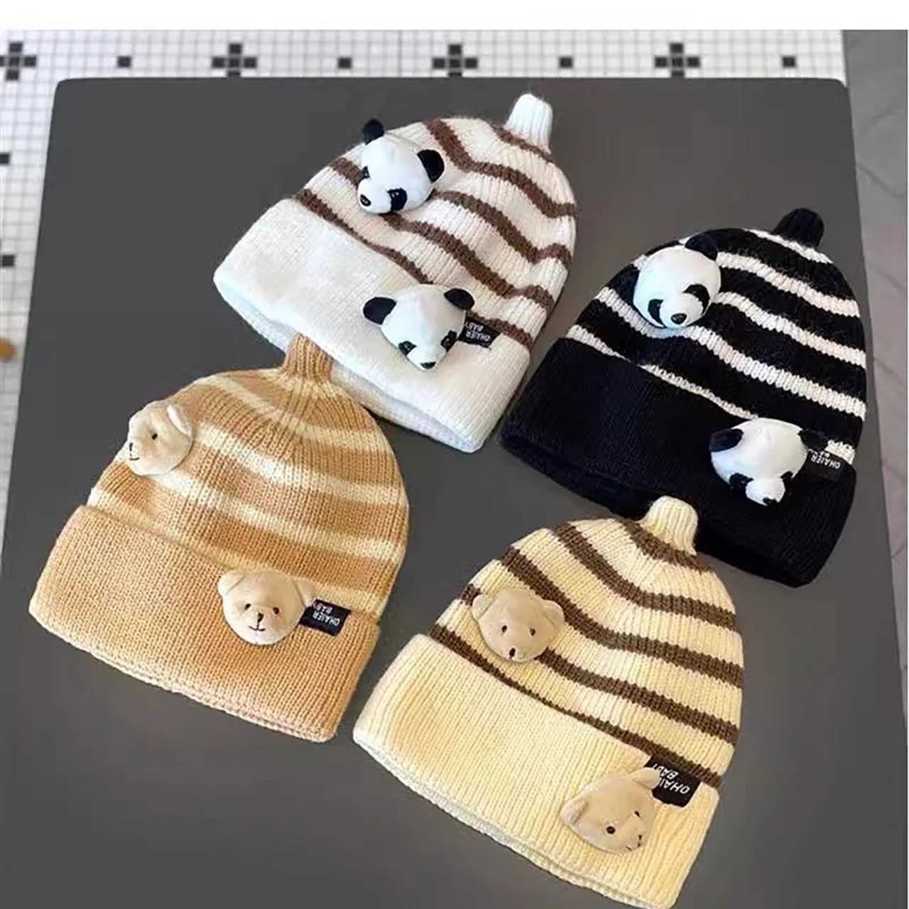 Fashion Stripe Kids Beanies Winter Warm Children Knit Hat 28Year Boy Girl Woolen Crochet Bonnet Cute Cartton Baby Pullover Cap J251021