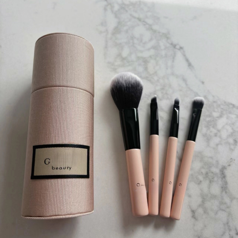 Luxury brand pink handle 4pcs/set makeup brushes set with bucket case powder blusher eyeshadow eye shadow make up brush kit beauty tools