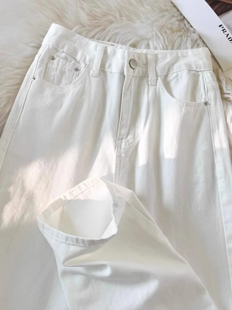 Straight Leg Women Jeans Y2K Style Slim Fit Casual Trousers High Waist Loose Pants Autumn Fashion Trendy White n 251015
