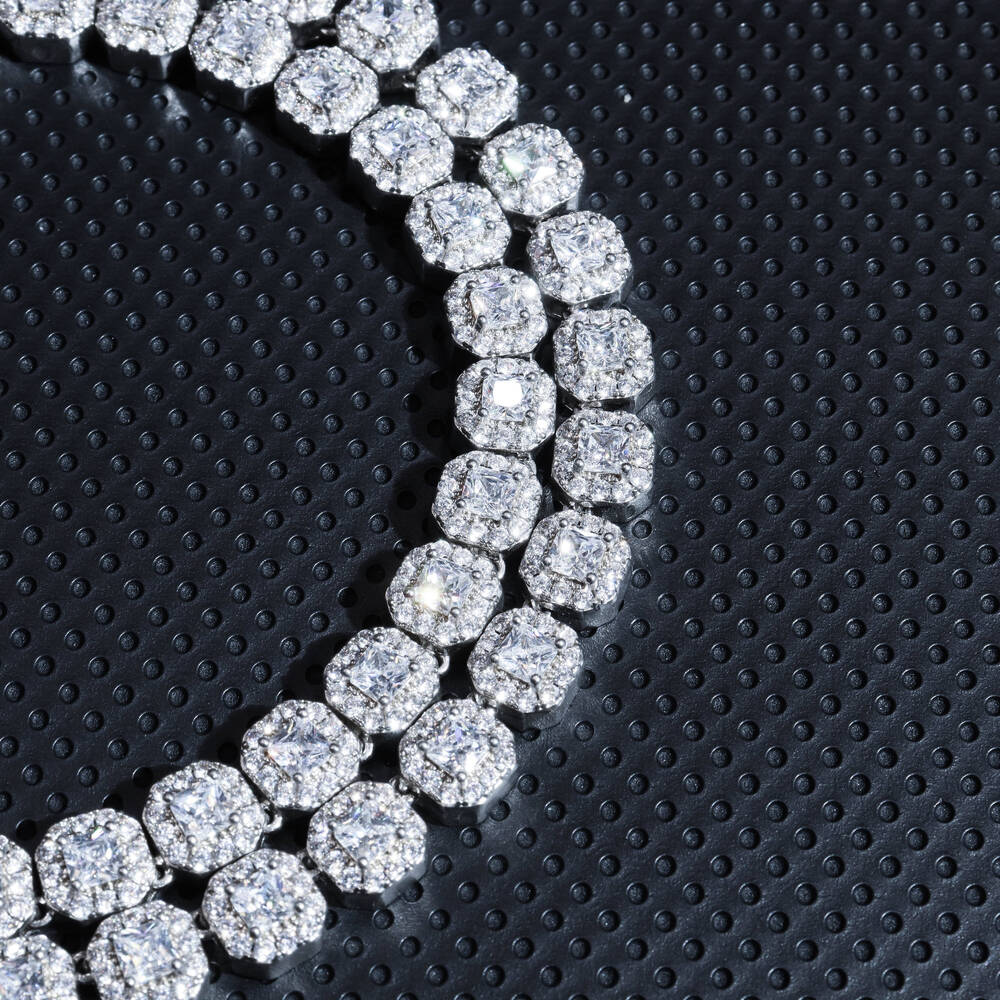 New Fashion 8mm CZ Fine Jewelry Necklace Gift Sterling Silver 5A Zircon Cuban Link Chain for Women Men