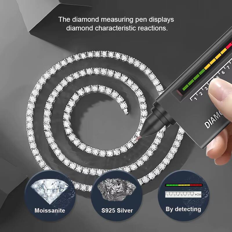 Hip Hop 925 Silver Moissanite Tennis Chain 18k White Gold Iced Out Diamond Bracelet Necklace Fine Jewelry Sets for Men Women