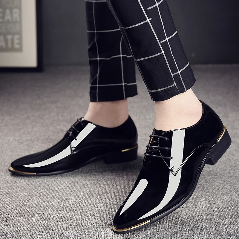 Patent Leather Men Dress Shoes Mens Business Shoes Italian Style Fashion Men Wedding Shoes Male Footwear 3847 251021
