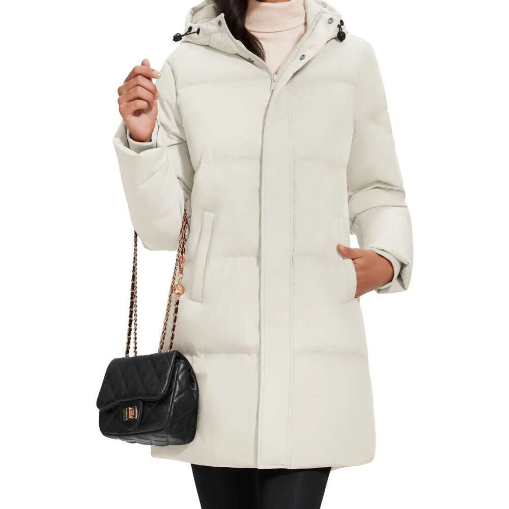Winter Quilted Duck Feather Down Jackets Womens Padded Puffer Warm Hooded Long Coats Thermal Waterproof Thick Outerwear womens coat