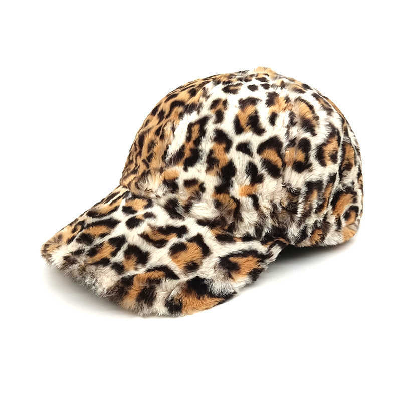 Winter Leopard Pattern Baseball Cap New Warm Plush Hat Womens Fashion Outdoor Versatile Sunshade Duckbill Cap H251020