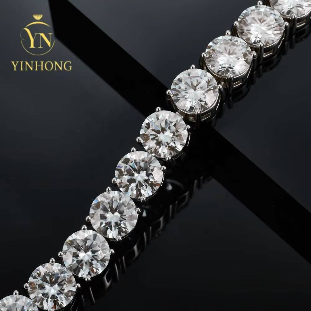 Big Guy 925 Silver Gra 85ct Vvs Moissanite Diamond Tennis Chain Bracelet Fine Hip Hop Jewelry For Men Women
